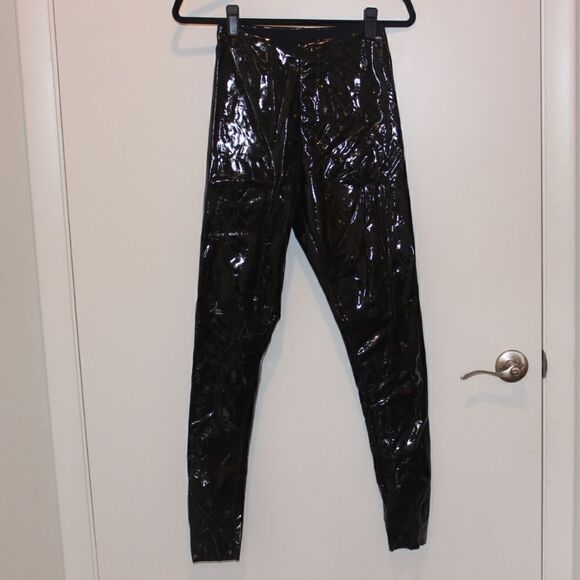 Commando Faux Patent Leather Black Pants Women Size Medium - Picture 6 of 15